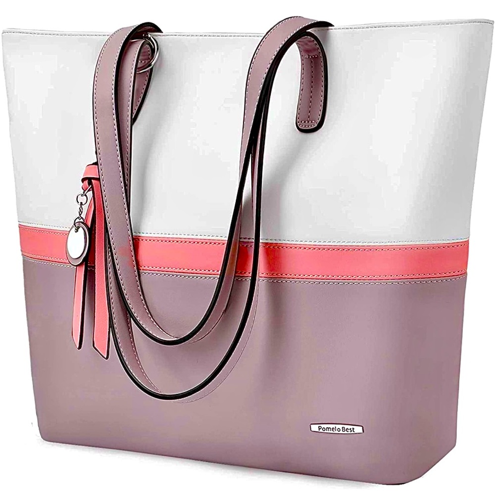 Soft Faux Leather Tote for Women with Large Zipper Compartment.